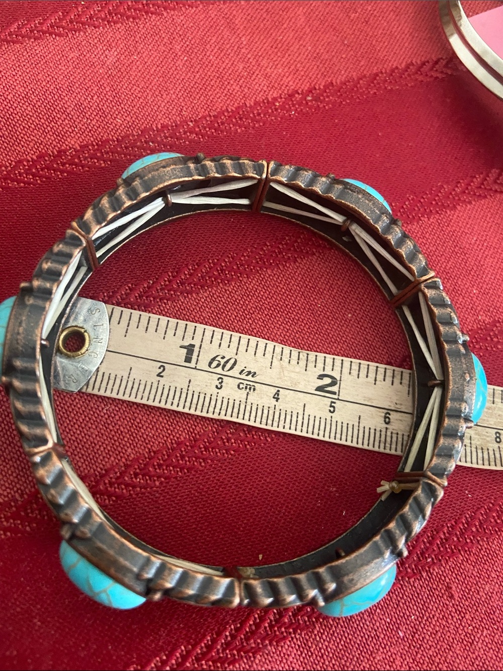5/$10❤️❤️❤️Vintage Coppertoned Alloy & Howlite Stones Stretch Bracelet - Picture 4 of 5